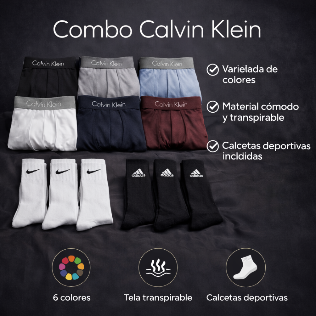 Pack Calvin Klein de 10 Boxer + Regalo 6 Medias 🧦