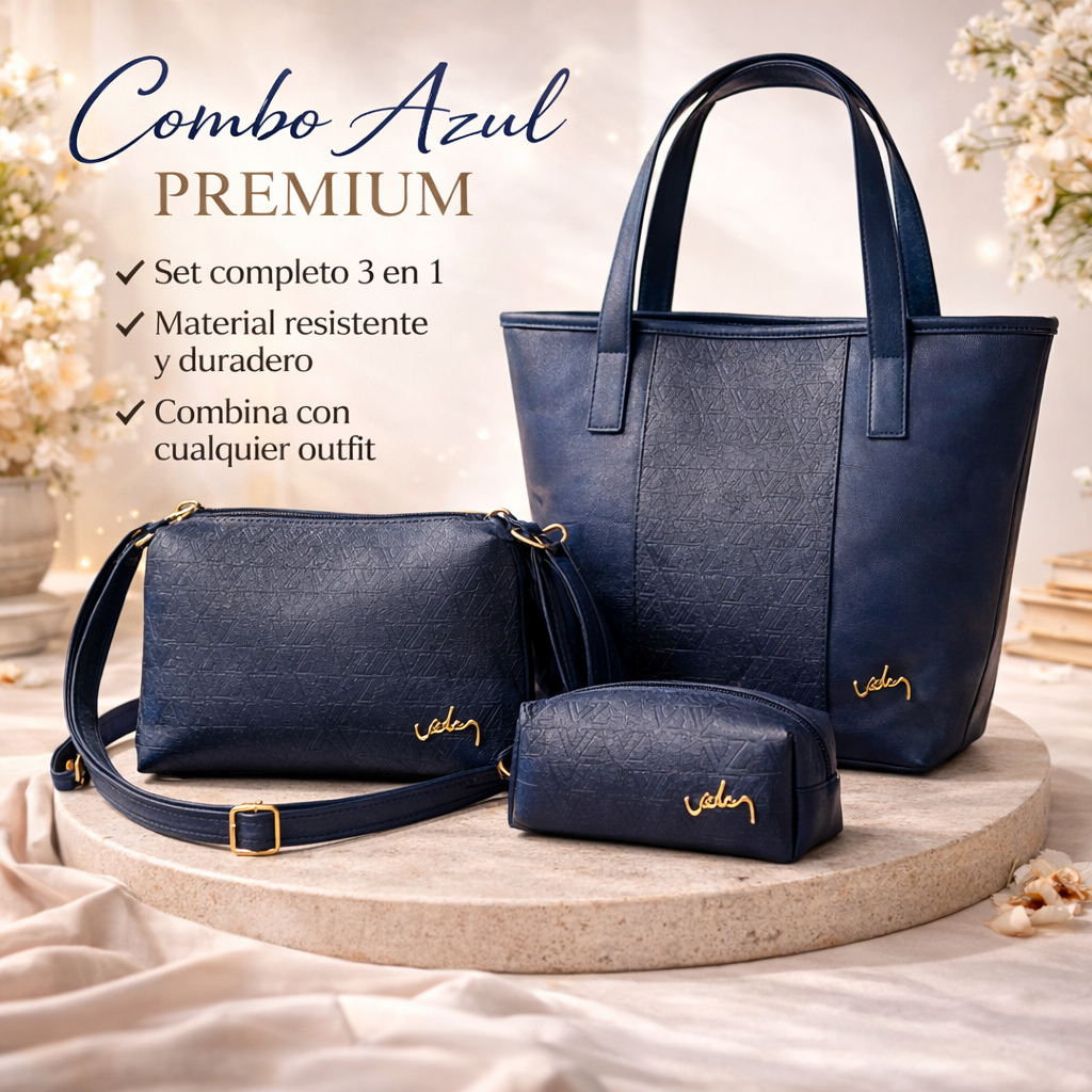 Combo de bolsos azul premium (1) Combo 3 en 1 Mujer Velez 🎁